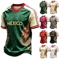 thumbnail image 1 of LNZGNM 2026 Mexico Soccer Jersey, Men’s V-Neck Short Sleeve Fan Shirt for Game Day, Training, Travel, and Casual Wear,Beige(XXXXL), 1 of 5