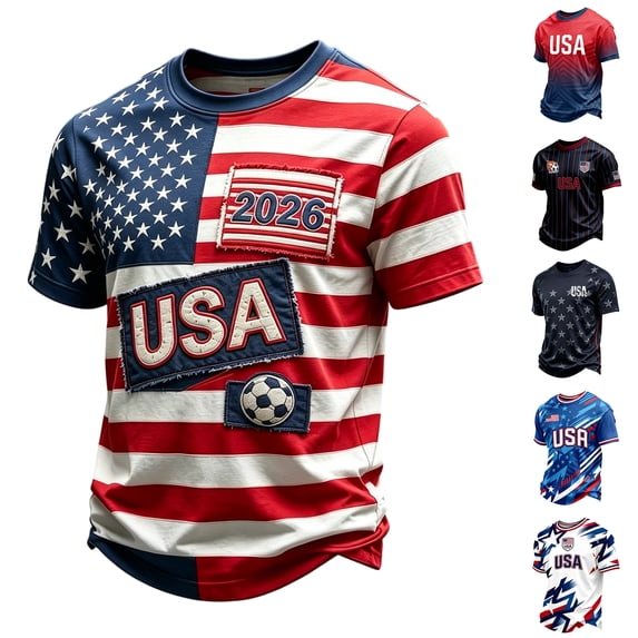 LNZGNM 2026 Soccer Cup Fan Jersey USA Soccer Jersey Shirts Football Team V Neck Game Day National Team Fan Tees,Black(S)