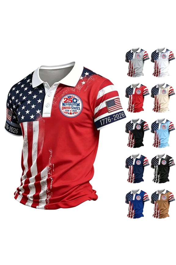 250 Anniversary Men's Polo Shirts American 1776 Flag Graphic Tee 4th of July Shirt Gym Muscle T-Shirt for Men,Dark Gray (XXXL)