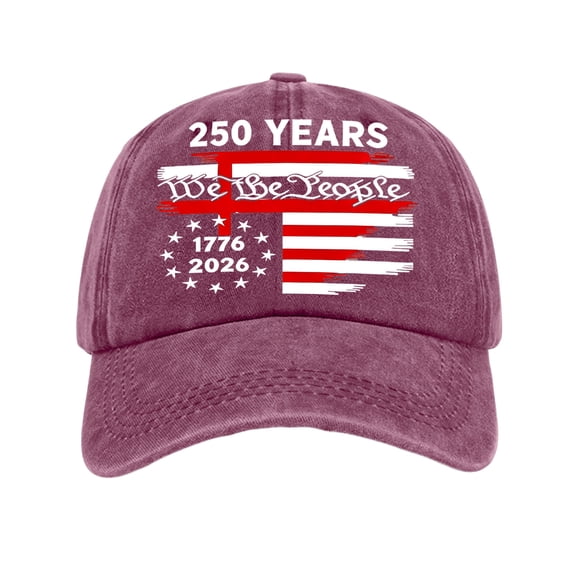 LNZGNM 250 Years of Freedoms Hat for Men Women Adjustable Washed Golf Cap Vintage Memorial Day Veterans Gifts for Celebrations,Wine