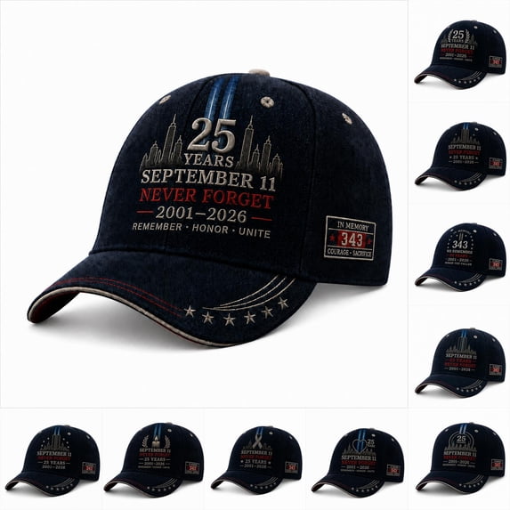 LNZGNM 9/11 Baseball Caps for Men Women Never Forget Embroidered 25 Years September 11 Never Forget Lightweight Comfortable Headwear,Dark Gray(One Size)