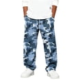 thumbnail image 1 of LNZGNM Baggy Boy Sweatpants Camo Graphic Print Lounge Pants Trendy Track Pants Drawstring Elastic Waist Open Bottom Trousers with Pockets for Daily Wear 3-15 Years, Turquoise, 1 of 8