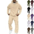 thumbnail image 1 of LNZGNM Beige Sweatsuits for Men Set Athletic Mens Track Suits 2 Piece Set Casual Sweatshirt and Sweatpants Set Autumn Sweatpants Set with Pockets, Beige S, 1 of 9