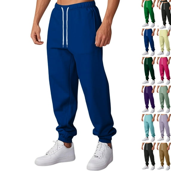 LNZGNM Big and Tall Sweatpants for Men Casual Elastic Waist Baggy Sweatpants Drawstring Fleece Cargo Sweatpant S-5XL Lightweight Track Pants Workout Running Jogger, Blue M