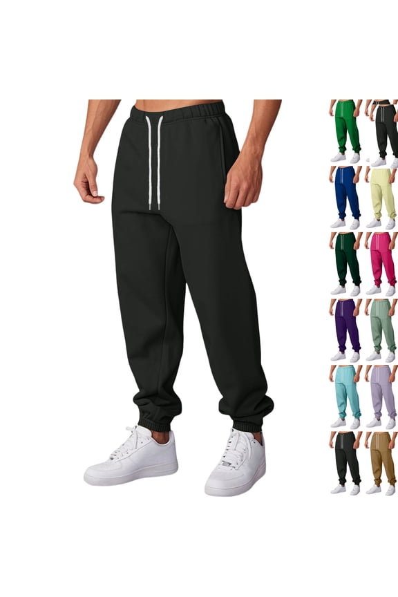 Big and Tall Sweatpants Men Casual Elastic Waist Straight Leg Sweatpants Drawstring Fleece Sweatpant S-5XL Lightweight Track Pants Yoga Running Gym Sweatpant, Dark Gray L