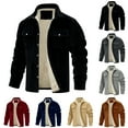 thumbnail image 1 of LNZGNM Black Corduroy Jacket for Men L-5XL Sherpa Lined Flannel Jackets Thick Warm Lapel Collar Shirt Jackets Single-Breasted Winter Coats with Pockets, Black 3XL, 1 of 4