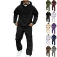 thumbnail image 1 of LNZGNM Black Track Suits Mens Workout Men Sweatsuits Sets Autumn Hoodie and Sweatpants Set Casual Jogging Suit with Pockets, Black XL, 1 of 9