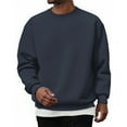 thumbnail image 1 of LNZGNM Blue Crewneck Sweatshirt for Men Long Sleeve Solid Plain Mens Sweatshirt Lightweight Thermal Fleece Pullover Casual Mens Sweater Winter Clothes, Navy M, 1 of 4