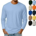 thumbnail image 1 of LNZGNM Blue Long Sleeve T Shirts for Men Casual Big and Tall Crew Neck Shirts Basic Cotton Blend Tshirt Lightweight Loose Fit Pullover Shirt, Light Blue L, 1 of 9