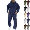 thumbnail image 1 of LNZGNM Blue Track Suits Mens Athletic Men Sweatsuits Sets Fall Hoodie and Sweatpants Set Casual Sweatpants Set with Pockets, Navy 3XL, 1 of 9
