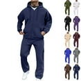 thumbnail image 1 of LNZGNM Blue Track Suits Mens Gym Sweat Suits Men Fall Hoodie and Sweatpants Set Casual Jogging Suits Sets with Pockets, Navy S, 1 of 8