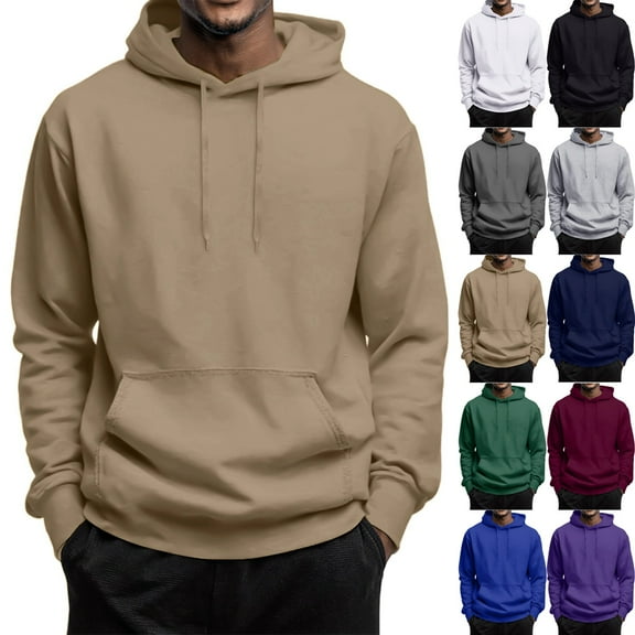 LNZGNM Brown Hoodies for Men Oversized Casual Long Sleeve Hooded Sweatshirt Drawstring Lightweight Loose Pullover Hoodie Solid Color Winter Fleece Hoodies Essentials Hoodie Men, Camel XL