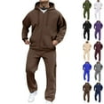 thumbnail image 1 of LNZGNM Brown Track Suits Mens Athletic Sweatsuits for Men Set Autumn Zip Up Hooded Sweatshirt and Sweatpant Casual Sportswear Tracksuits with Pockets, Brown L, 1 of 8