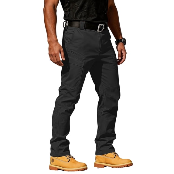 LNZGNM Cargo Work Pants for Men Ripstop Water Resistant Tactical Pants Athletic Lightweight Pants Multi Pockets Construction Trousers,Black 2XL