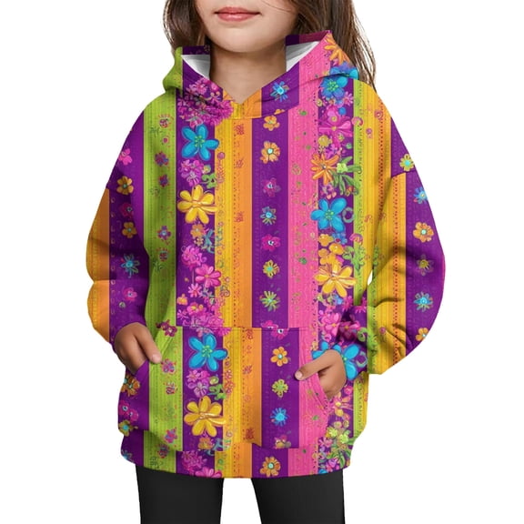 LNZGNM Carnival Girl's Hooded Sweatshirts 11-12Y Cozy Fancy Masks Hoodies Vintage Long Sleeve with Front Pocket Shirts Tie Dye Spring Clothes for Party, Earthy Yellow, 11-12Y