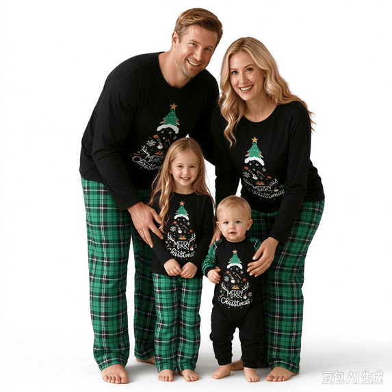 Matching Family Tree LNZGNM Christmas Tree Matching Pajamas for Family Long Sleeve Round ...