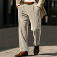 thumbnail image 1 of LNZGNM Color Dress Pants for Men Straight Leg Pleated Front Dress Pant Formal Trousers Belt Classic Work Pants Casual Dress Pants, Khaki 2XL, 1 of 6