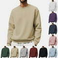 thumbnail image 1 of LNZGNM Crew Neck Sweatshirt for Men Long Sleeve Solid Plain Men's Sweatshirts Lightweight Warm Fleece Pullover Casual Mens Sweater Winter Clothes, Khaki L, 1 of 5