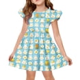 thumbnail image 1 of LNZGNM Easter Day Girls' Dresses Printed Short Sleeve Outfit for Everyday, Light Blue, 1 of 4