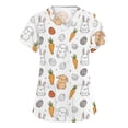 thumbnail image 1 of LNZGNM Easter Day Scrub Tops Women Casual Rabbits Carrots Print T Shirt V Neck Nurse Uniform with Pockets Side Slits, White, 5XL, 1 of 5