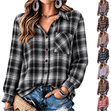 LNZGNM Flannel Shirts for Women Ribbed Trims Point Collar Flat Lock ...