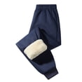 thumbnail image 1 of LNZGNM Fleece Lined Pants for Men Thermal Outdoor Winter Pants Elastic Waist Active Insulated Pant Lounge Mens Sweatpants Winter Track Jogger Pant, Dark Blue 2XL, 1 of 6