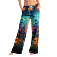 thumbnail image 1 of LNZGNM Halloween Pajama Pants for Women Pumpkin Face Print Cozy Home Wear Winter Loose Fit Drawstring Waist Holiday Party Nightwear, (M), 1 of 5