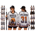 thumbnail image 1 of LNZGNM Halloween Shirts for Women Athletic V Neck Graphic Jersey Tops Halloween Theme Relaxed Fit Casual Long Sleeve Shirt For Party Holiday Events,White (XXXXL), 1 of 5