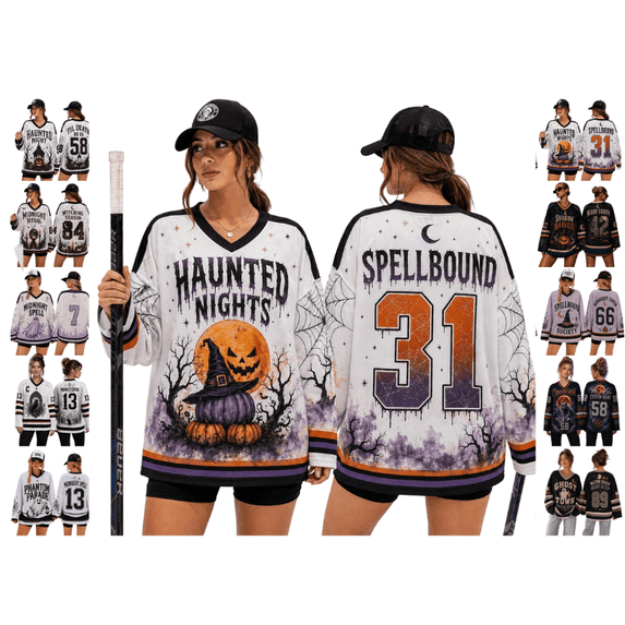 LNZGNM Halloween Shirts for Women Athletic V Neck Graphic Jersey Tops Halloween Theme Relaxed Fit Casual Long Sleeve Shirt For Party Holiday Events,White (XXXXL)