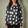 thumbnail image 1 of LNZGNM Halloween Womens Scrub Jacket Long Sleeve Button Front Festive Print Lightweight Layering Comfortable Work Uniform Comfort,Black(XXXXXL), 1 of 6