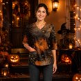 thumbnail image 1 of LNZGNM Halloween Womens Scrub Top V Neck Pocket Three Quarter Sleeve Easy Care Loose Fit Comfortable Stretch Clinic Medical Duty,Light Brown(XXXXL), 1 of 6