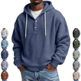 thumbnail image 1 of LNZGNM Henley Hoodie for Men Waffle Knit Drawstring Pullover Long Sleeve Casual Loose Fit Sweatshirt Hooded Tops 2026, Navy (XXXXL), 1 of 5