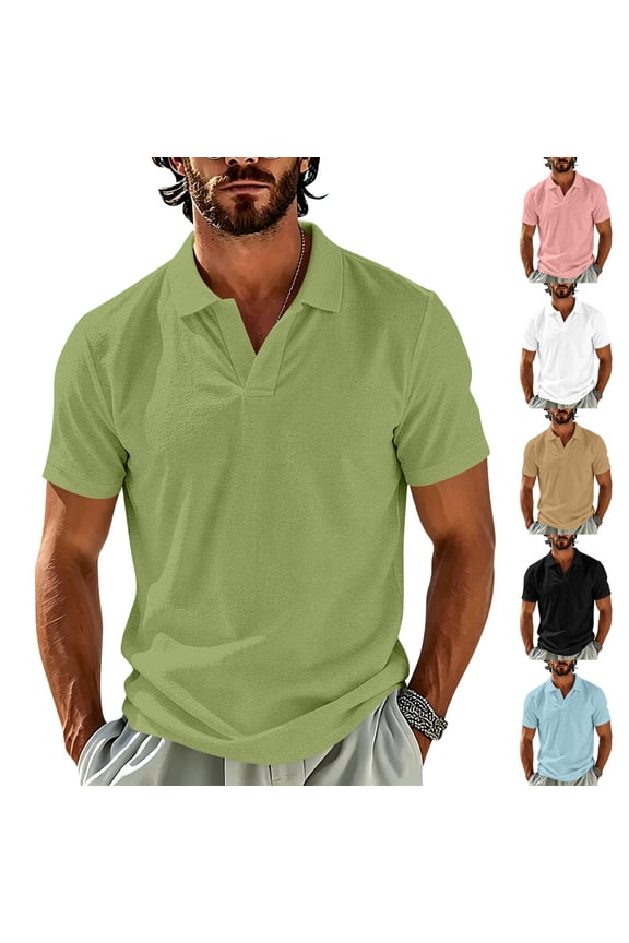 Henley Shirts for Men Summer Polo Vintage Casual Athletic Tops Short Sleeve Western Button Down Fit Gym T-Shirts,Black(S)