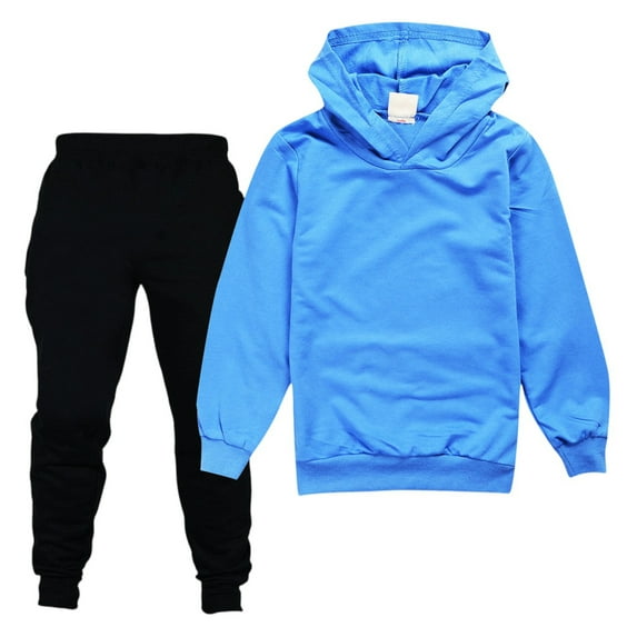 LNZGNM Hooded Tracksuit 2-3Y 2pcs Hoodies & Leg-Cuffed Pants Fashion Outfits Spring Clothing Sets for Youth, Blue, 2-3Y