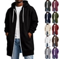 thumbnail image 1 of LNZGNM Hoodies for Men Zip Up Loose Fit Casual Fall Sweatshirts, Fashionable Drawstring Long Sleeve Top Coat with Pockets, Navy (M), 1 of 6