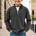 thumbnail image 1 of LNZGNM Kids Quarter Zip Pullover 9-10Y Long Sleeved Fleece Lightweight Sweatshirts Casual Plain Jacket Hoodless Winter Clothes for Play for Teen Boy, Dark Gray, 9-10Y, 1 of 3