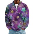 thumbnail image 1 of LNZGNM Mardi Gras Mens Shirt 1/4 Zip Plus Size Printed Sweatshirts Stand-Up Collar Long Sleeve Tops Stylish Mardi Gras Outerwear,Purple L, 1 of 7