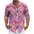 thumbnail image 1 of LNZGNM Mardi Gras Shirts for Men Lapel Mask Printed Button Up Shirts Big and Tall Long Sleeve T-Shirts Novelty Mardi Gras Outfits,Pink L, 1 of 6