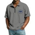 thumbnail image 1 of LNZGNM Men's 4th of July Polo Shirt USA 250th Anniversary Quarter Zip Golf Shirt Short Sleeve 1776-2026 Golf Polos Stylish Summer Tops,Gray 2XL, 1 of 4