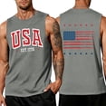 thumbnail image 1 of LNZGNM Men's American Flag Tank Tops Big and Tall Sleeveless Patriotic Shirt Muscle Graphic Tank Tops Athletic Gym Tee,Gray M, 1 of 4