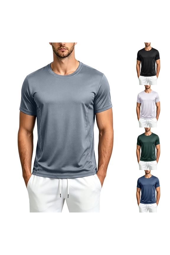 Men's Athletic Shirts Oversized Dry Fit Workout T-Shirts Short Sleeve Lightweight Active Tee Gym Sports Performance,Sky Blue (XXL)
