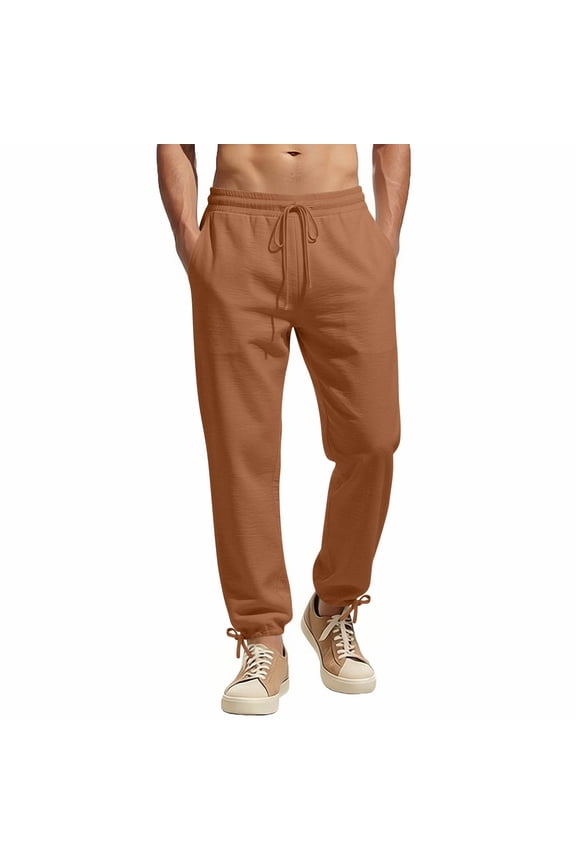 Men's Casual Jogger Pants Lightweight Sweatpants Stretch Drawstring Track Pants Athletic Gym Trousers with Pockets,Light Brown S