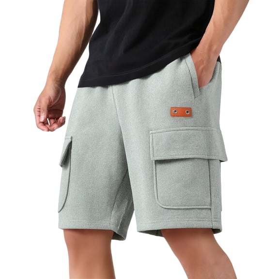 LNZGNM Men's Casual Shorts Stretchy Drawstring Short Fashion Lightweight Loose Short Pants Hiking Summer Shorts with Pockets,Light Gray S