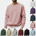 thumbnail image 1 of LNZGNM Men's Crewneck Sweatshirts Lightweight Thermal Men Sweatshirts Solid Plain Long Sleeve Fleece Pullover Casual Mens Sweater Winter Clothes, Pink XL, 1 of 5