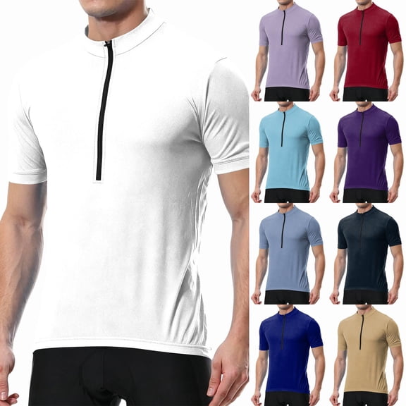 LNZGNM Men's Cycling Bike Jersey Short Sleeve with 3 Rear Pockets- Moisture Wicking, Breathable, Quick Dry Biking Shirt,Wine(XXXL)
