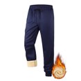 thumbnail image 1 of LNZGNM Men's Fleece Lined Sweatpants Warm Outdoor Winter Pants Elastic Waist Active Insulated Pant Lounge Mens Sweatpants Winter Track Pant, Dark Blue 2XL, 1 of 7