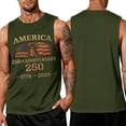 thumbnail image 1 of LNZGNM Men's Graphic Tank Tops Big and Tall 4th of July Shirt Stylish USA Flag Muscle Sleeveless Tank Tops Vacation Tee,Army Green L, 1 of 4