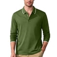 thumbnail image 1 of LNZGNM Men's Henley Shirts Quick Drying Button Up Solid Color T-Shirts Loose Breathable Long Sleeve Shirt Athletic Daily Wear Lapel Top,Army Green S, 1 of 9