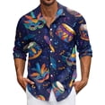thumbnail image 1 of LNZGNM Men's Mardi Gras Shirt Lapel Mask Printed Button Down Shirt Plus Size Long Sleeve T-Shirt Fashion Mardi Gras Tops,Purple Pink M, 1 of 6