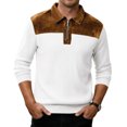 thumbnail image 1 of LNZGNM Men's Quarter Zip Sweaters Suede Patchwork 1/4 Zipper Pullovers Casual Lightweight Long Sleeve Sweatshirt Slim Fit Spring Collared Tops,White 3XL, 1 of 7
